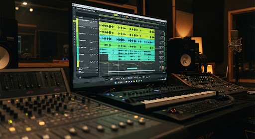 Jingle production waveform in digital audio software